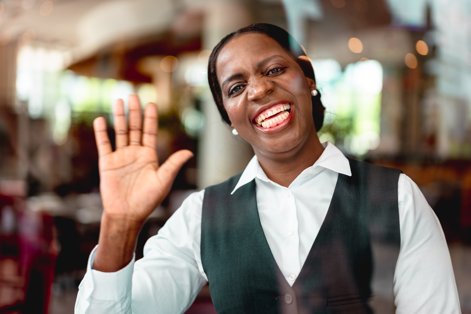 Freundliches Gesicht in die Kamera